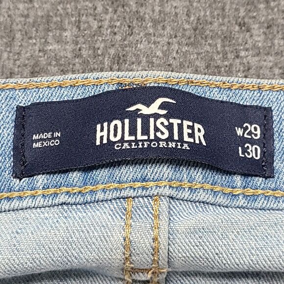 Hollister Mens Jeans 29x30 Blue Slim Straight Epic Flex Distressed Denim Pants - Picture 5 of 10